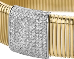 Bransoletka z żółtego i białego złota z brylantami - 1,00 ct - próba 750