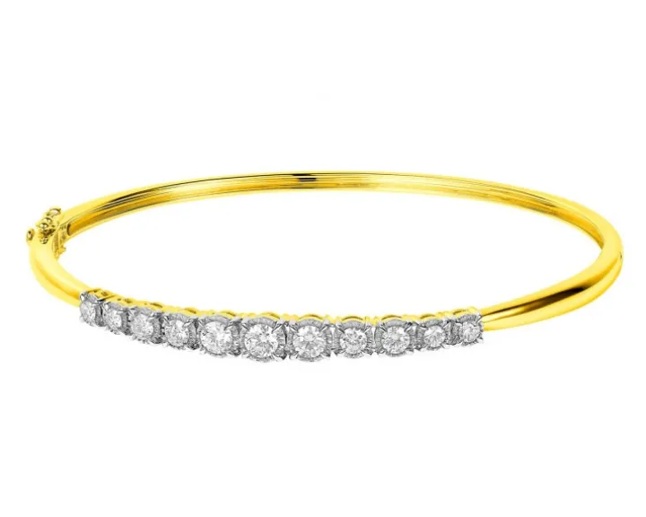 Bransoletka z żółtego i białego złota z brylantami - 0,95 ct - próba 585
