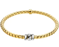 Bransoletka z żółtego i białego złota z brylantami - 0,18 ct - próba 750