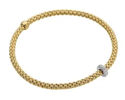 Bransoletka z żółtego i białego złota z brylantami - 0,18 ct - próba 750