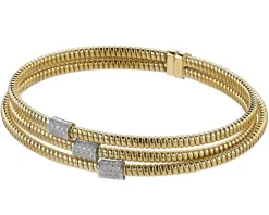 Bransoletka z żółtego i białego złota z brylantami - 0,38 ct - próba 750