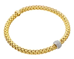 Bransoletka z żółtego i białego złota z brylantami - 0,29 ct - próba 750