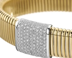 Bransoletka z żółtego i białego złota z brylantami - 0,68 ct - próba 750