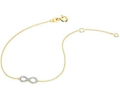 Bransoletka z żółtego złota diamentami - nieskończoność - 0,08 ct - próba 585