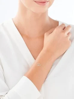 Bransoletka z żółtego złota diamentami - serca - 0,10 ct - próba 585