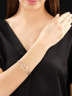 Bransoletka z żółtego złota z brylantami i rubinami - próba 585