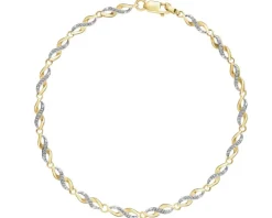 Bransoletka z żółtego złota z diamentami - 18 cm - 0,17 ct - próba 375