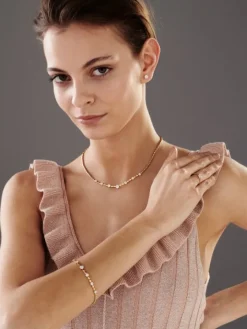 Bransoletka z żółtego złota z brylantami - 18 cm - 0,63 ct - próba 585