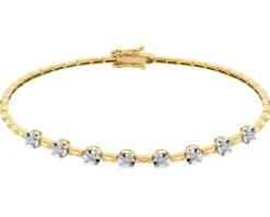 Bransoletka z żółtego złota z brylantami - 18 cm - 0,27 ct - próba 585