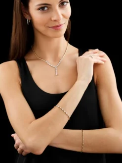 Bransoletka z żółtego złota z brylantami - 18 cm - 0,27 ct - próba 585