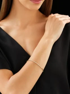 Bransoletka z żółtego złota z brylantami - 18 cm - 0,19 ct - próba 585