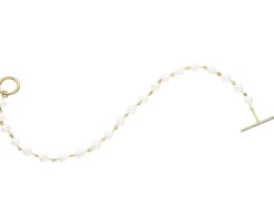 Bransoletka z żółtego złota z diamentami i perłami - 18 cm - próba 585