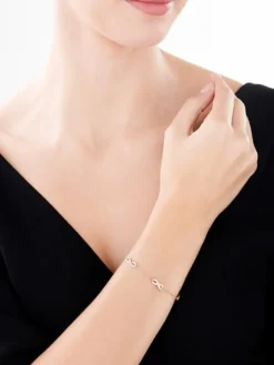 Bransoletka z żółtego złota z brylantami - nieskończoność - 0,03 ct - próba 375