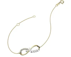 Bransoletka z żółtego złota z diamentami - mama, nieskończoność - 0,01 ct - próba 585