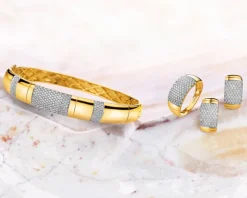 Bransoletka z żółtego złota z brylantami - 0,88 ct - próba 585