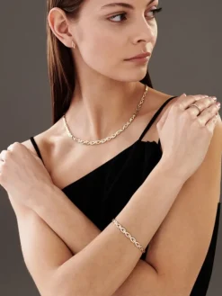 Bransoletka z żółtego złota z diamentami - 18 cm - 0,05 ct - próba 585