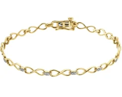 Bransoletka z żółtego złota z diamentami - nieskończoność - 19 cm - 0,10 ct - próba 585