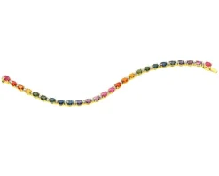 Bransoletka z żółtego złota z brylantami i szafirami kolorowymi - 18 cm - próba 585