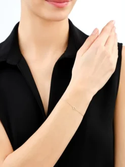 Bransoletka z żółtego złota z diamentem - serce - 0,004 ct - próba 375