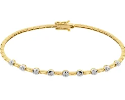 Bransoletka z żółtego złota z brylantami - 18 cm - 0,19 ct - próba 585