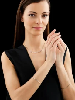 Bransoletka z żółtego złota z brylantami - 18 cm - 0,19 ct - próba 585