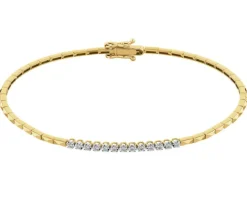 Bransoletka z żółtego złota z brylantami - 18 cm - 0,08 ct - próba 585