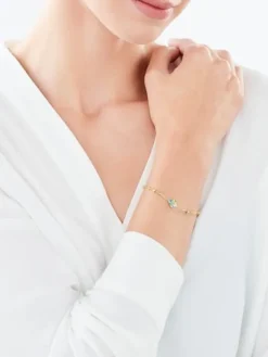 Bransoletka z żółtego złota z diamentem, peridotami i topazami - próba 375