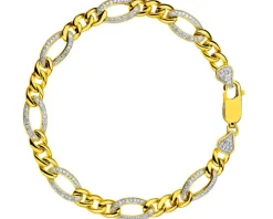 Bransoletka z żółtego złota z diamentami - 18 cm - 0,25 ct - próba 585