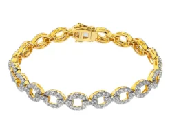 Bransoletka z żółtego złota z brylantami - 18 cm - 3,00 ct - próba 585