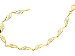 Bransoletka z żółtego złota z diamentami - 18 cm - 0,08 ct - próba 375