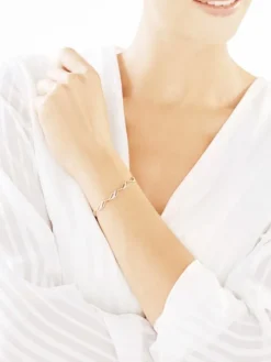 Bransoletka z żółtego złota z diamentami - 18 cm - 0,08 ct - próba 375