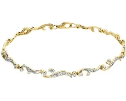 Bransoletka z żółtego złota z brylantami - 18 cm - 0,25 ct - próba 585