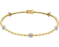 Bransoletka z żółtego złota z brylantami - 18 cm - 0,31 ct - próba 585