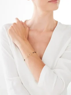 Bransoletka z żółtego złota z diamentami i agatami - EKG serca - próba 375