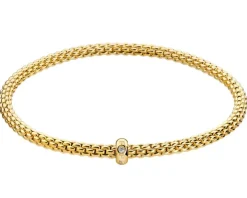 Bransoletka z żółtego złota z brylantem - 0,01 ct - próba 750