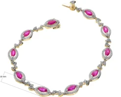 Bransoletka z żółtego złota  z brylantami i rubinami - 18 cm - próba 585