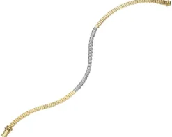Bransoletka z żółtego złota z brylantami - 18 cm - 0,32 ct - próba 585