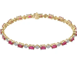 Bransoletka z żółtego złota z diamentami i rubinami - próba 585