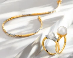 Bransoletka z żółtego złota z brylantami - 18 cm - 0,15 ct - próba 585