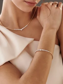 Bransoletka z żółtego złota z brylantami - 18 cm - 0,85 ct - próba 585