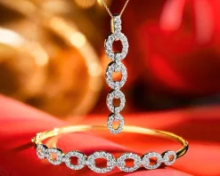 Bransoletka  z żółtego złota z brylantami - 1,58 ct - próba 585