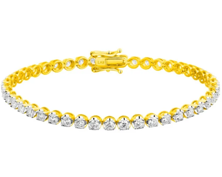 Bransoletka z żółtego złota z brylantami laboratoryjnymi - 18 cm - 3,00 ct - próba 750