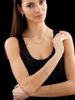 Bransoletka z żółtego złota z brylantami - 19 cm - 0,30 ct - próba 585