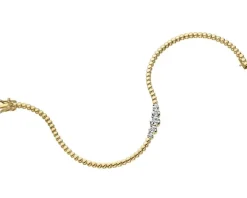 Bransoletka z żółtego złota z brylantami - 18 cm - 0,11 ct - próba 585