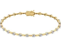 Bransoletka z żółtego złota z brylantami - 18 cm - 0,48 ct - próba 585