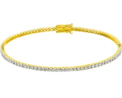 Bransoletka z żółtego złota z brylantami laboratoryjnymi - 18 cm - 2,00 ct - próba 750
