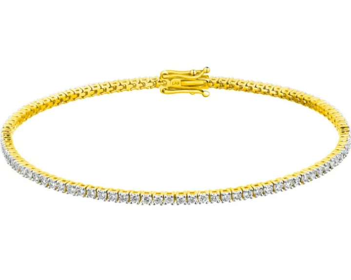Bransoletka z żółtego złota z brylantami laboratoryjnymi - 18 cm - 2,00 ct - próba 750