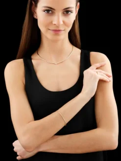 Bransoletka z żółtego złota z brylantami - 19 cm - 0,07 ct - próba 585