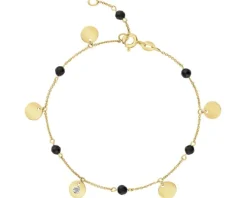 Bransoletka z żółtego złota z brylantem i agatami - próba 375