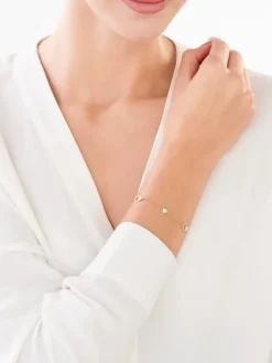 Bransoletka z żółtego złota z brylantami - serca - 0,04 ct - próba 375